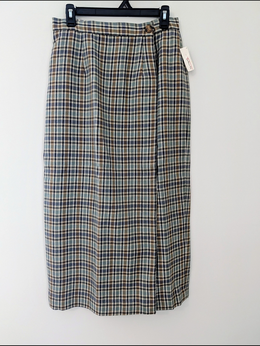 Talbots USA Wool Plaid Wrap Midi Skirt NWT Size 10 Vintage Style